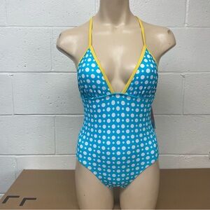 In Mocean blue polka dot swimsuit - multiple sizes